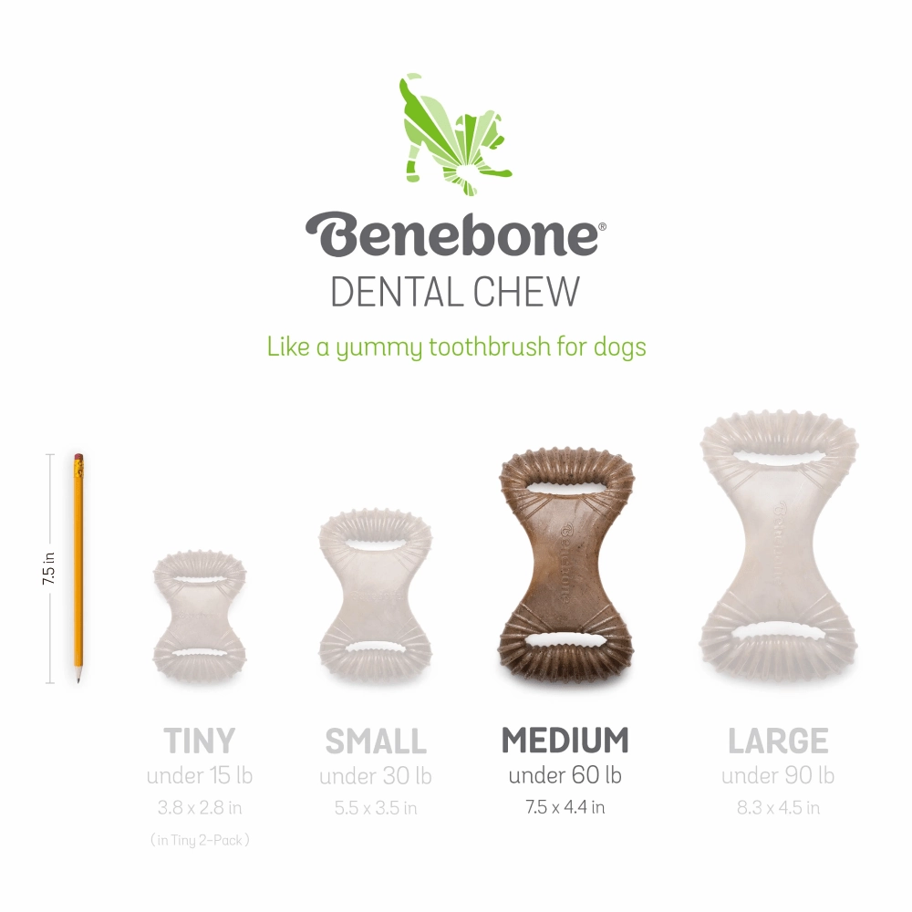 Gnawlers Defense Dent Dental Care Chew Bones & Benebone Bacon Flavored Dental Chew Toy Combo for Dogs
