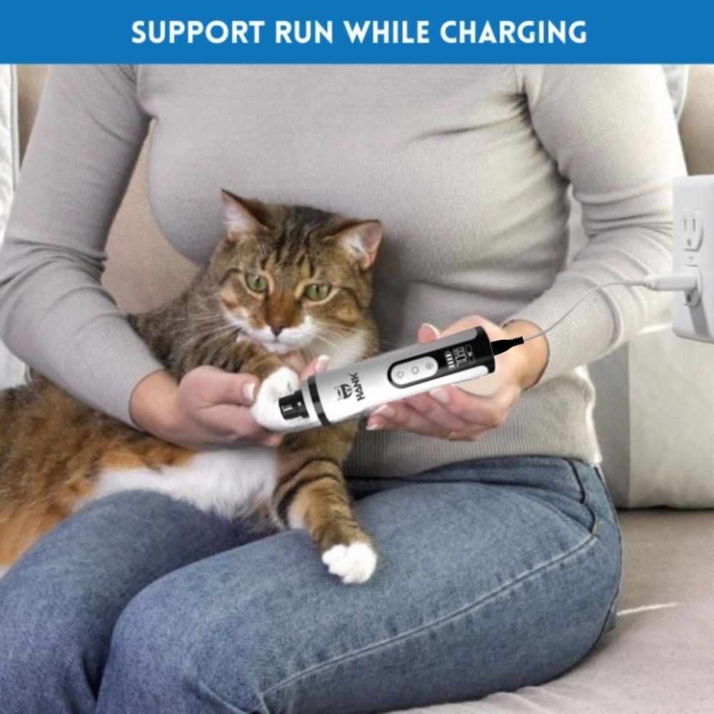 Hank Electric Nail Grinder with LED Light and LCD Display for Dogs and Cats