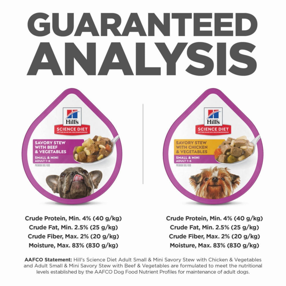 Hill's Science Diet Adult Small & Toy Breed Savory Chicken/Beef and Vegetable Stew Variety Pack Wet Dog Food