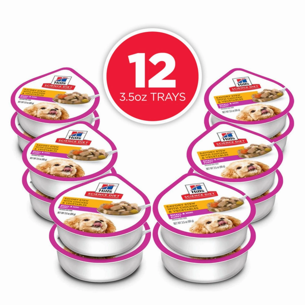 Hill's Science Diet Small & Toy Breed Puppy Savory Chicken & Vegetable Stew Dog Food Trays