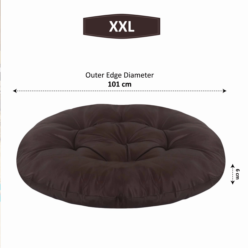 Hiputee Reversible Water Resistant Round Shape Cushion for Dogs and Cats (Brown)