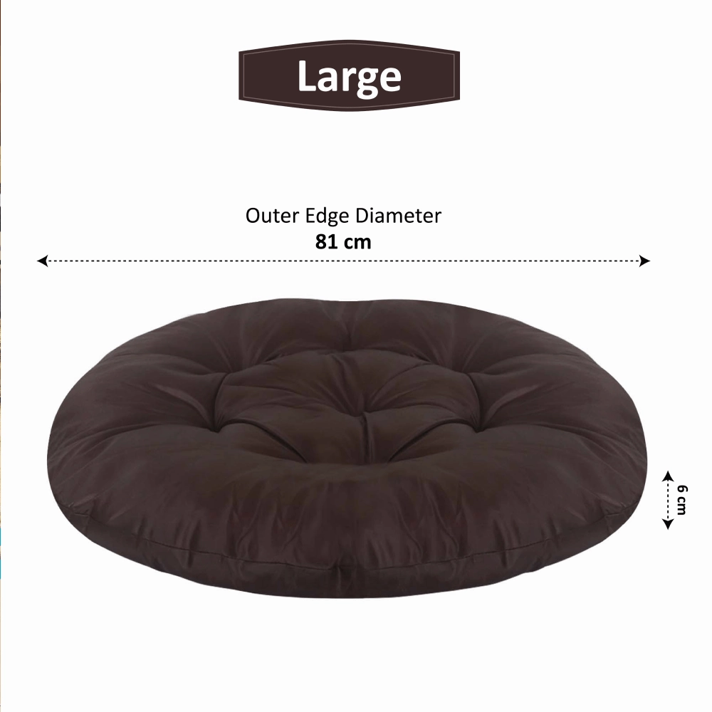 Hiputee Reversible Water Resistant Round Shape Cushion for Dogs and Cats (Brown)