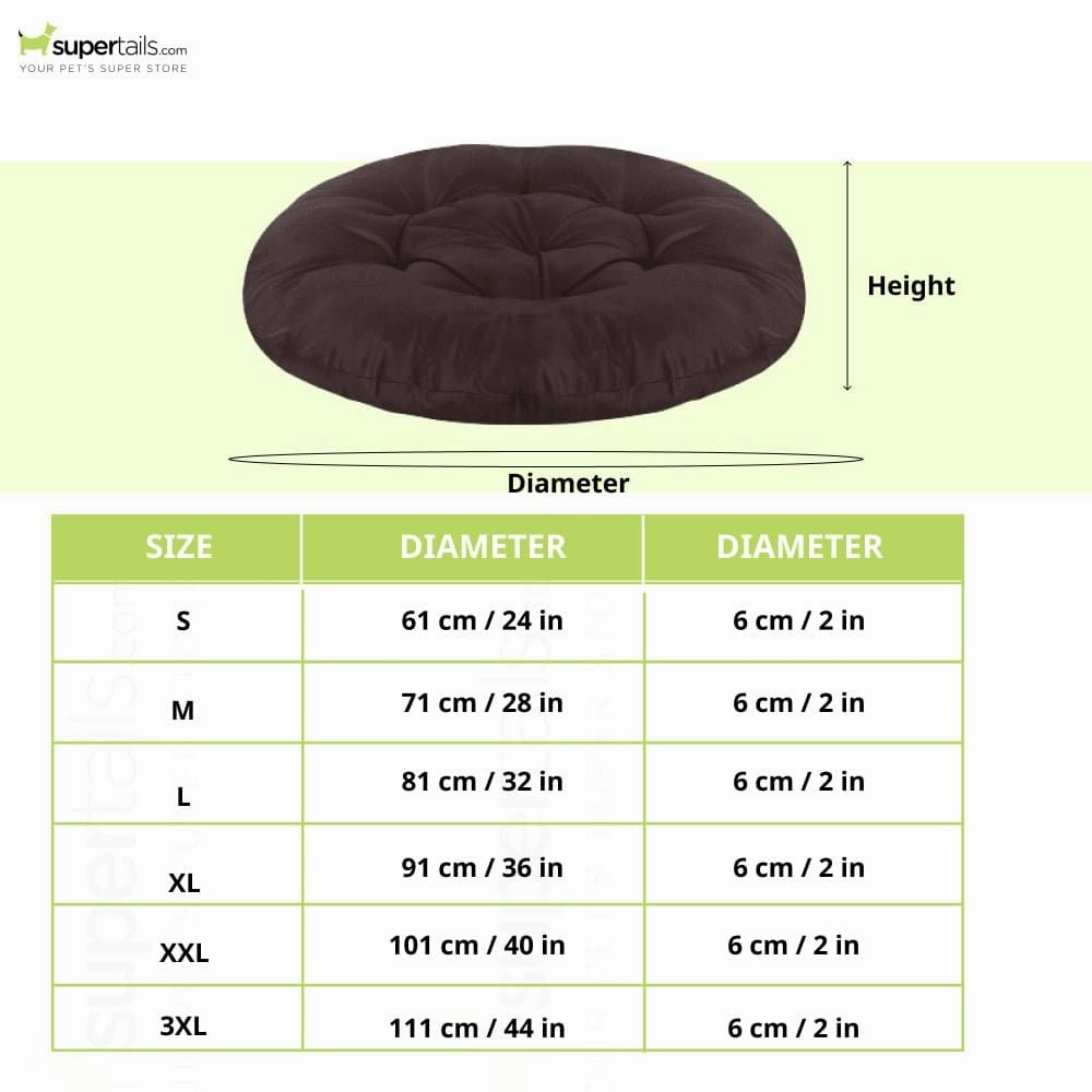 Hiputee Reversible Water Resistant Round Shape Cushion for Dogs and Cats (Brown)