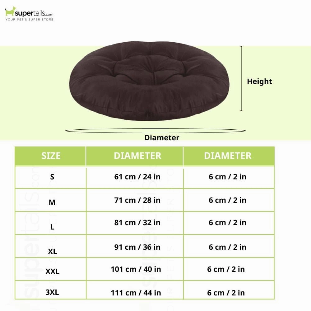 Hiputee Reversible Water Resistant Round Shape Cushion for Dogs and Cats (Brown)