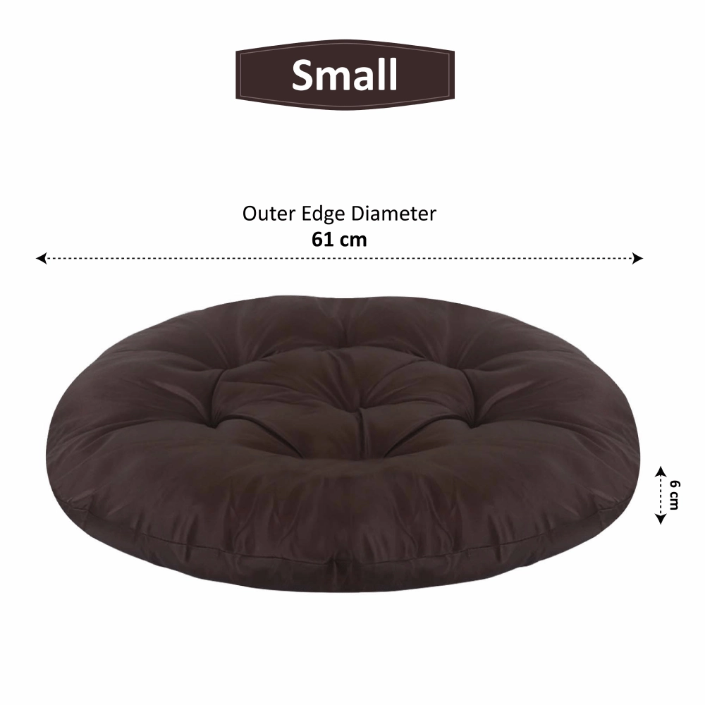 Hiputee Reversible Water Resistant Round Shape Cushion for Dogs and Cats (Brown)