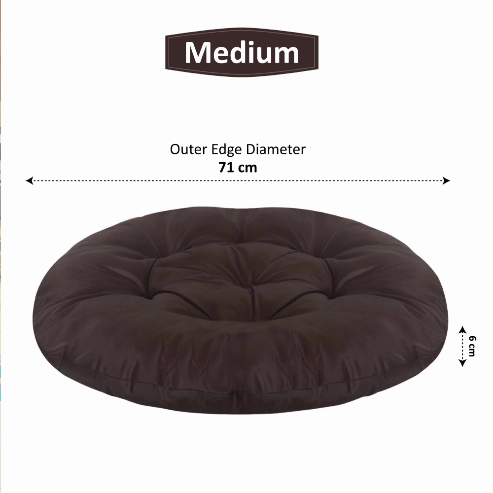 Hiputee Reversible Water Resistant Round Shape Cushion for Dogs and Cats (Brown)