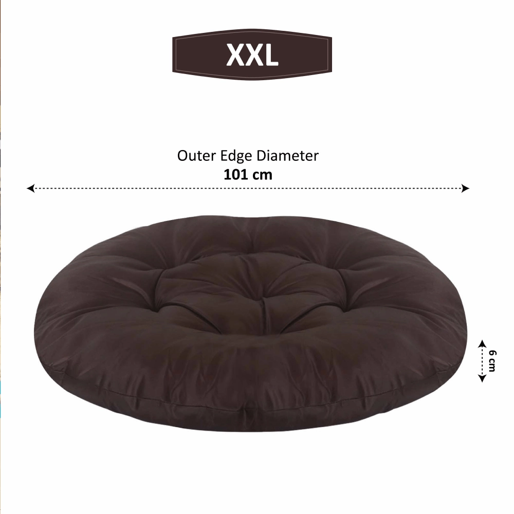Hiputee Reversible Water Resistant Round Shape Cushion for Dogs and Cats (Brown)
