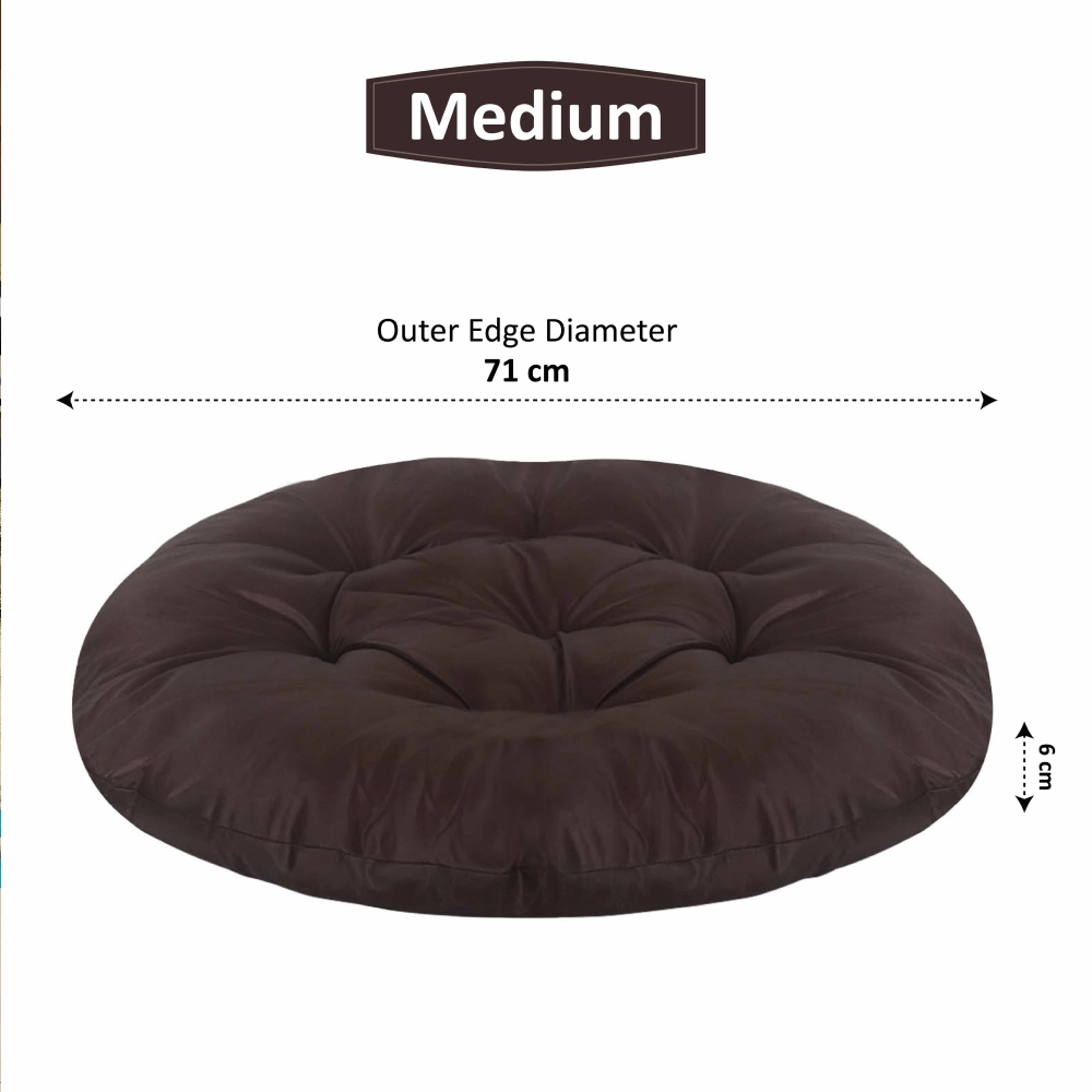 Hiputee Reversible Water Resistant Round Shape Cushion for Dogs and Cats (Brown)