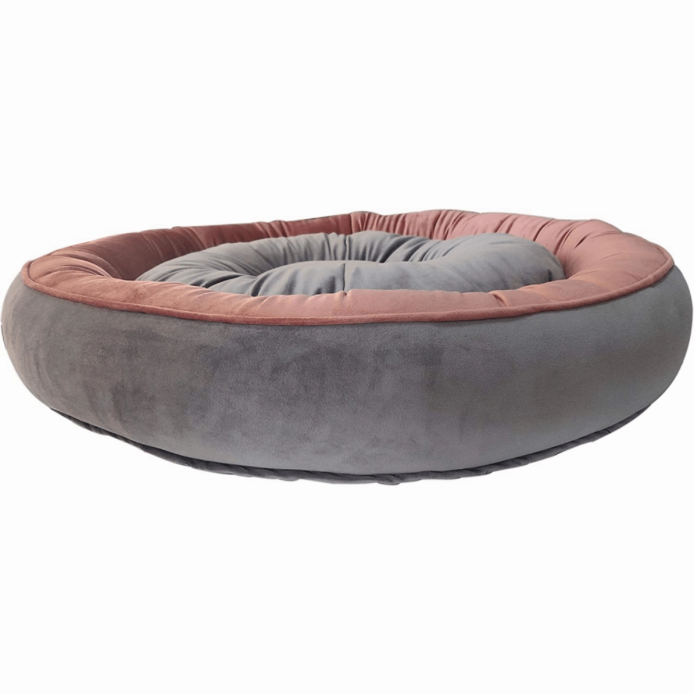 Hiputee Soft Velvet Cushion Cozy Reversible Washable Bed for Dogs and Cats (Peach & Grey)