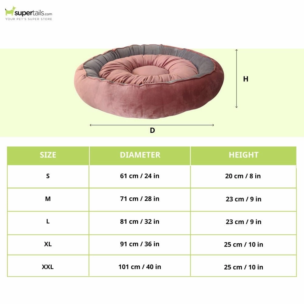 Hiputee Soft Velvet Cushion Cozy Reversible Washable Bed for Dogs and Cats (Peach & Grey)
