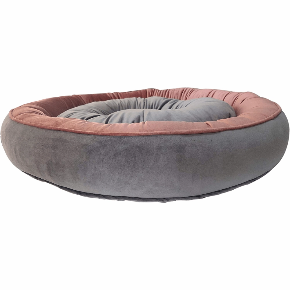 Hiputee Soft Velvet Cushion Cozy Reversible Washable Bed for Dogs and Cats (Peach & Grey)