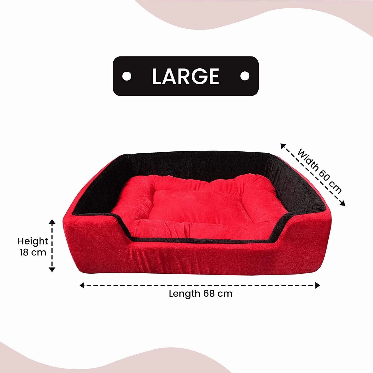 Hiputee Super Soft Dual Rectangle Velvet Bed for Dogs and Cats (Red Black)