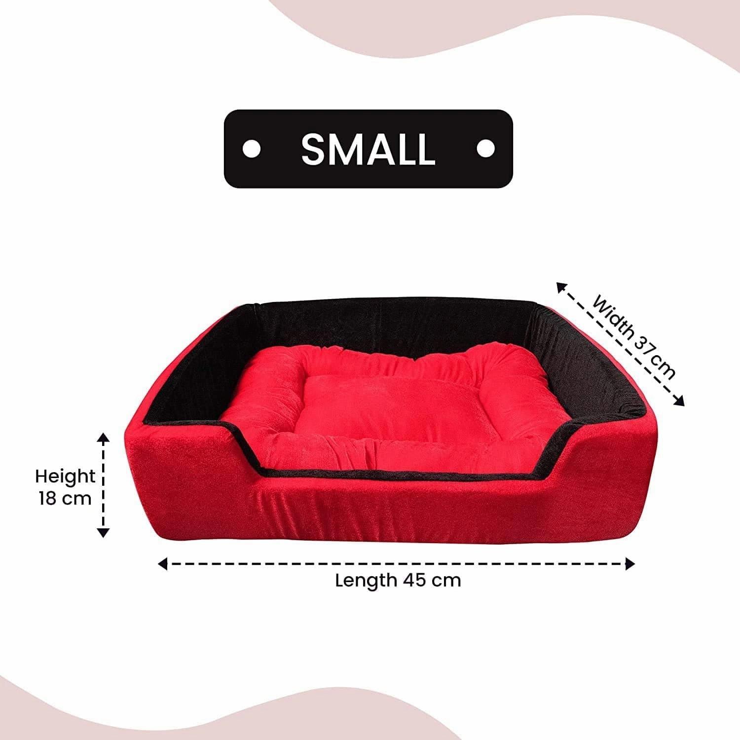 Hiputee Super Soft Dual Rectangle Velvet Bed for Dogs and Cats (Red Black)