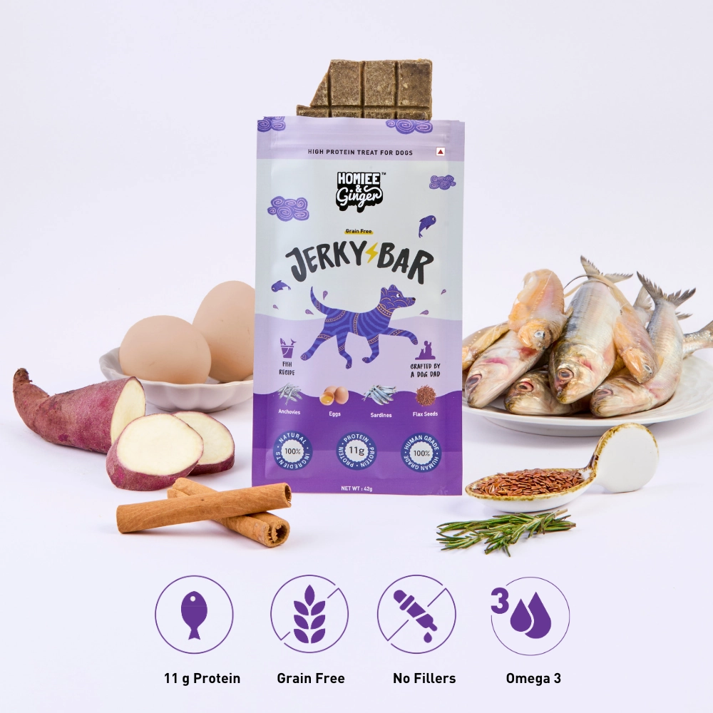 Homiee & Ginger Grain Free Fish Jerky Bar Dog Treats (Buy 2 Get 1 Free)