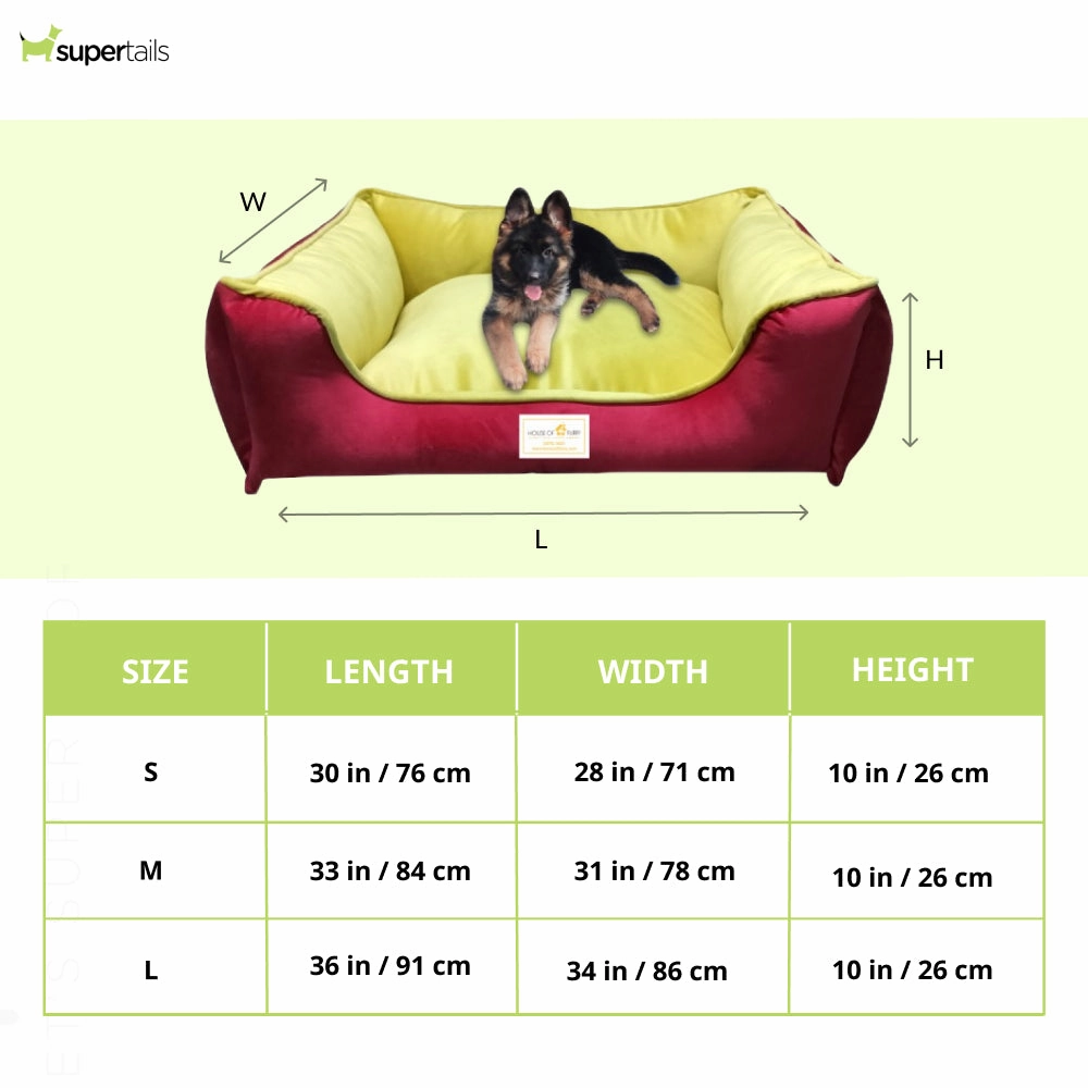 House of Furry Turkish Velvet Bolster Rosa Bed for Dogs and Cats (Multicolor)