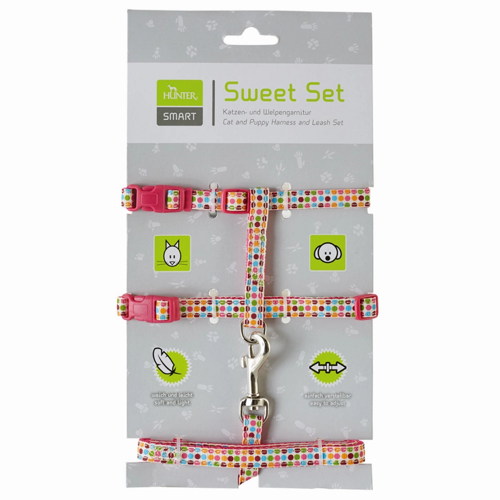 Hunter Sweet Set Nylon Harness and Leash for Puppy & Kitten (Pink)