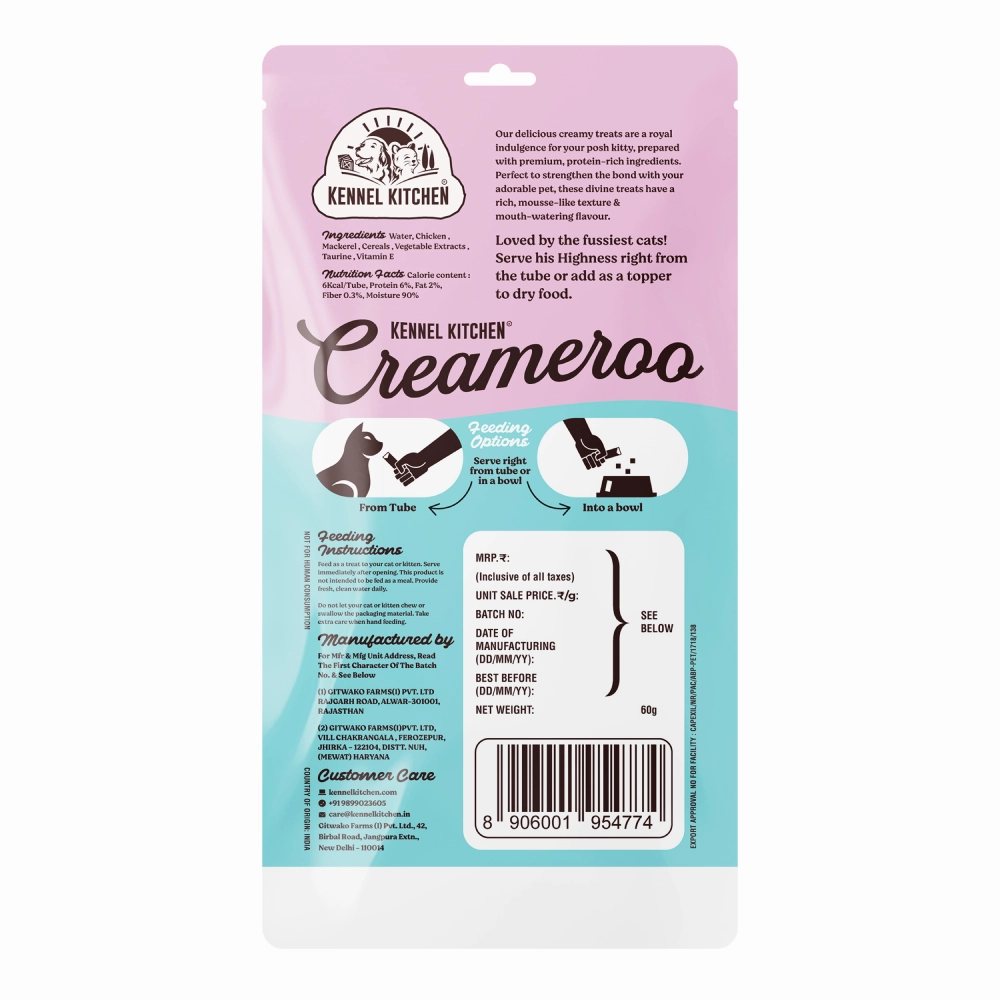 Kennel Kitchen Creameroo Chicken with Mackerel Creamy Cat Treats
