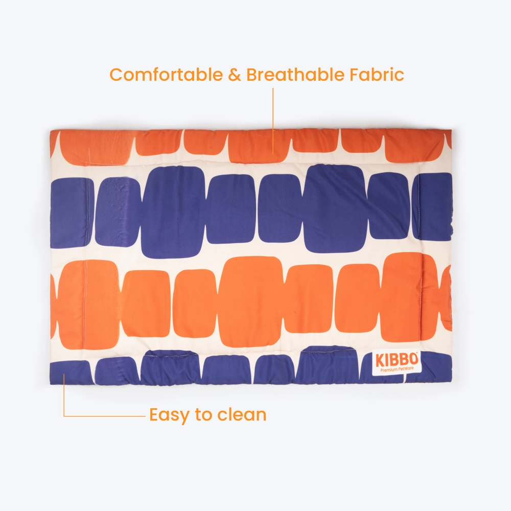 Kibbo Lightweight and Portable Summer Mats for Dogs and Cats (Orange/Blue)
