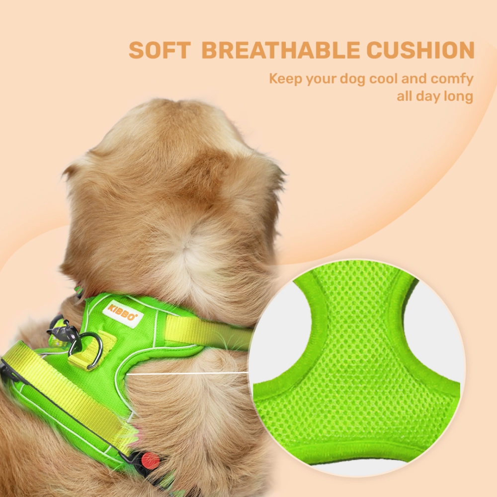 Kibbo Reflective Vest Harness with Dual Lock Buckle for Dogs (Parrot Green)