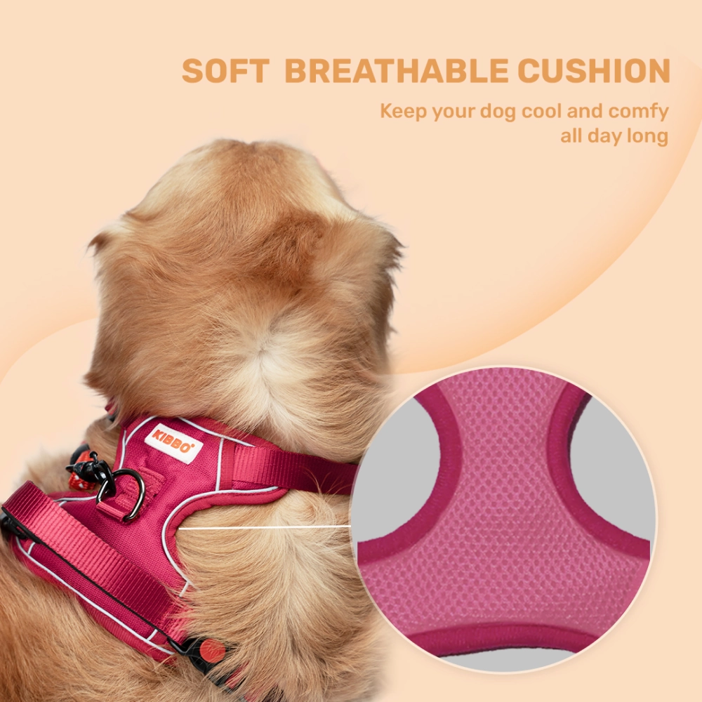 Kibbo Reflective Vest Harness with Dual Lock Buckle for Dogs (Pink)