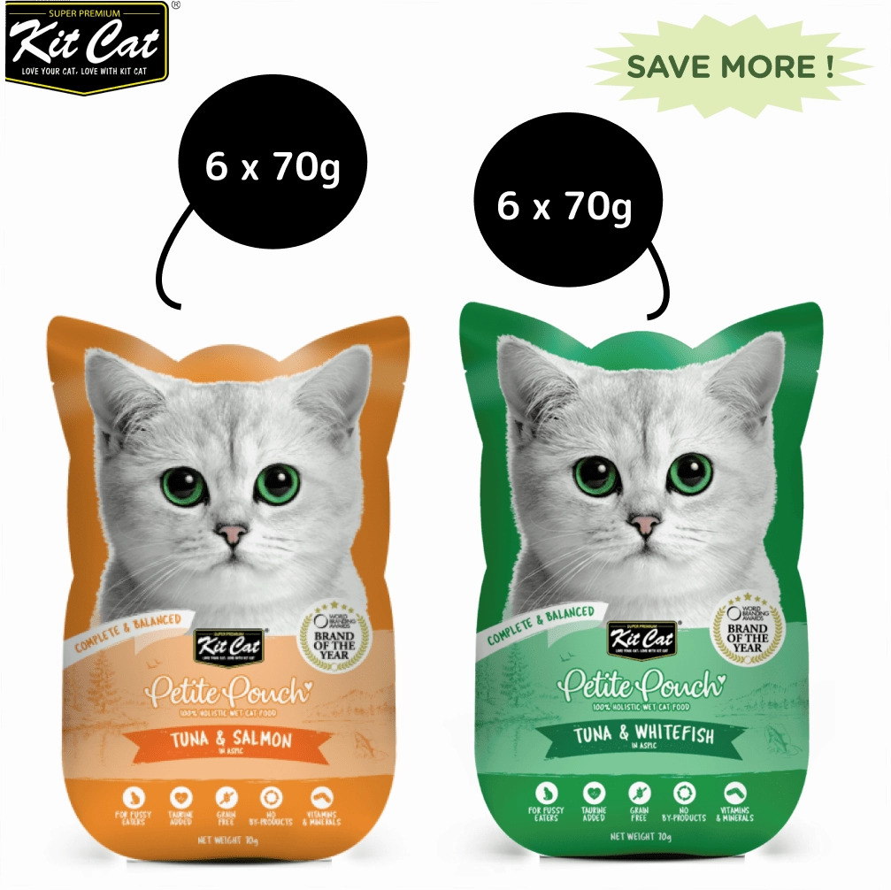 Kit Cat Tuna and Salmon Fish and Tuna and White Fish Cat Wet Food Combo