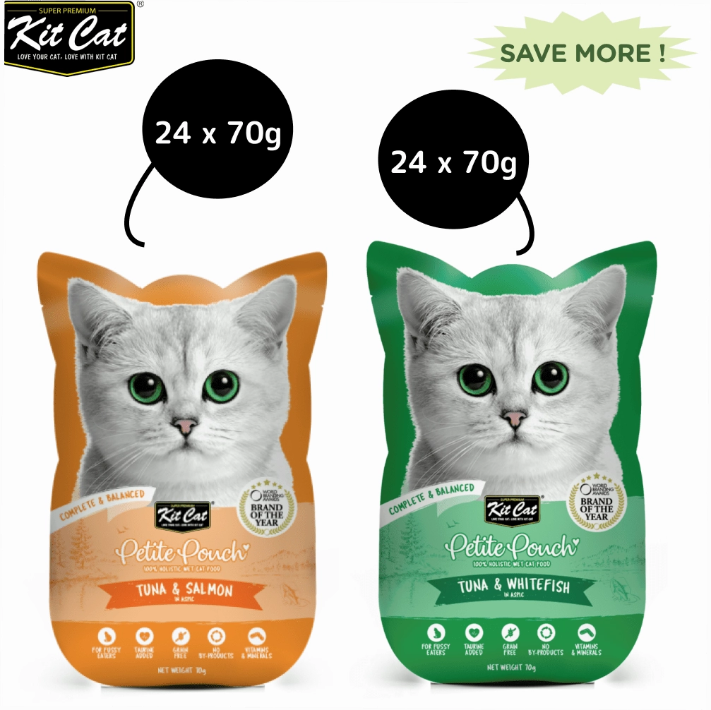 Kit Cat Tuna and Salmon Fish and Tuna and White Fish Cat Wet Food Combo