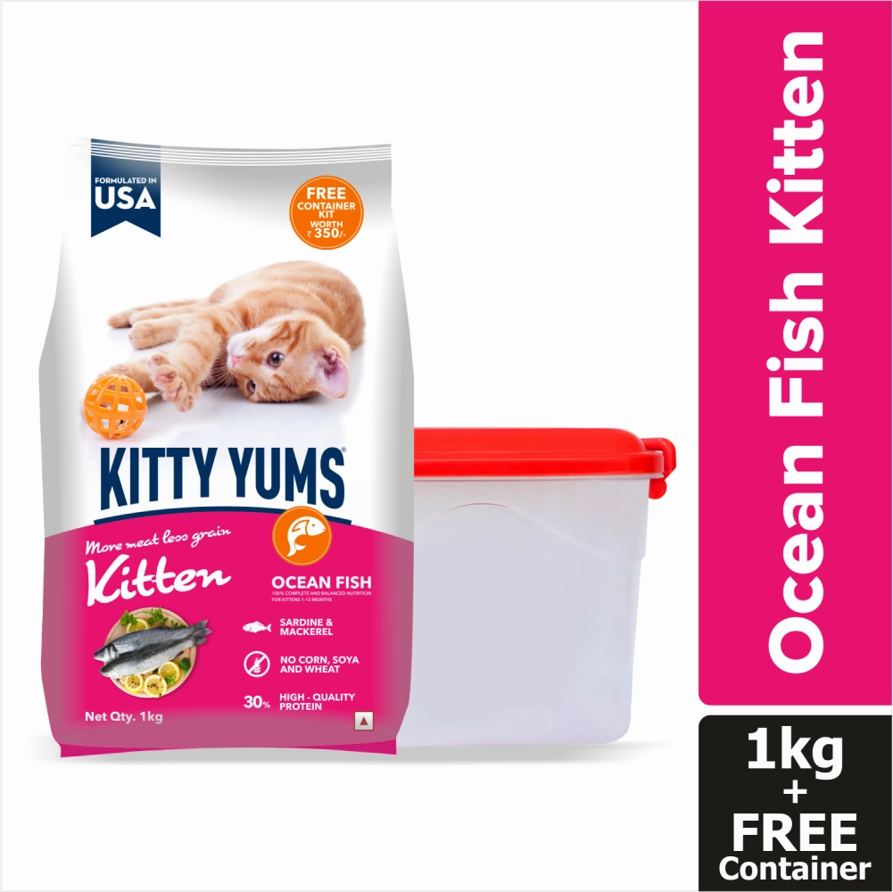 Kitty Yums Ocean Fish Kitten Dry Food, Me O Creamy Chicken Liver Cats Treats Combo