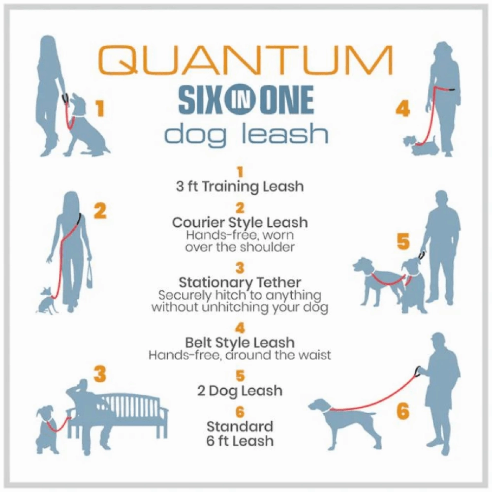 Kurgo Quantum 6 in 1 Dog Leash (Barn Red)