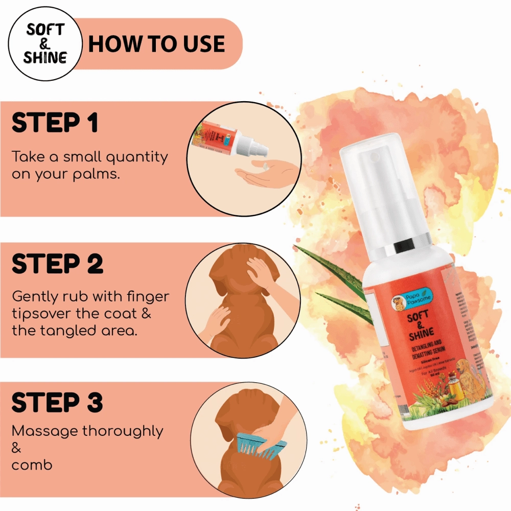 Papa Pawsome Soft & Shine Detangling Fur Serum for Dogs