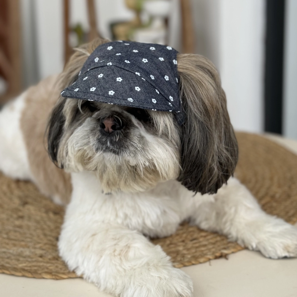 Pawgypets Floral Cap for Dogs (Denim)