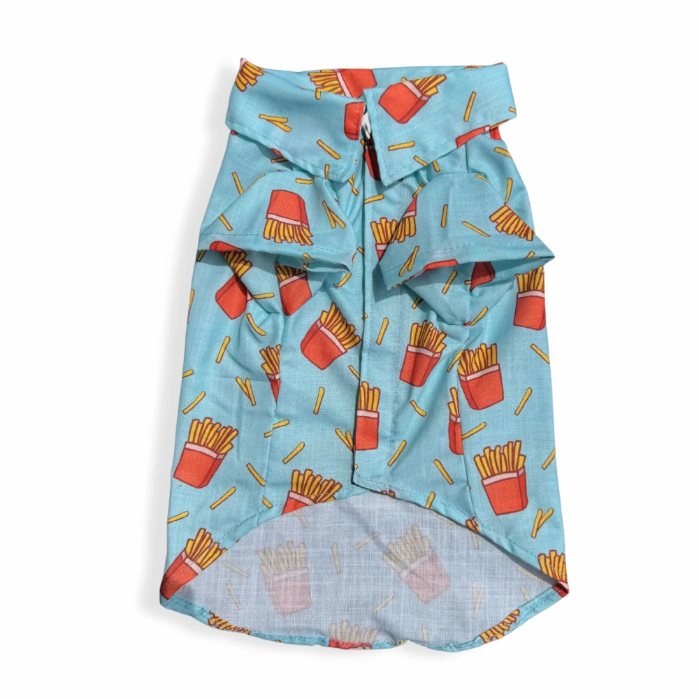Pawgypets Fries Over Guys Shirt for Dogs (Blue)