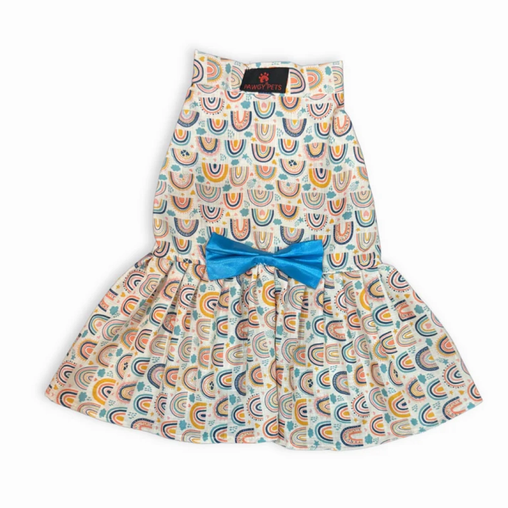 Pawgypets Rainbow Dress for Dogs (Off White)
