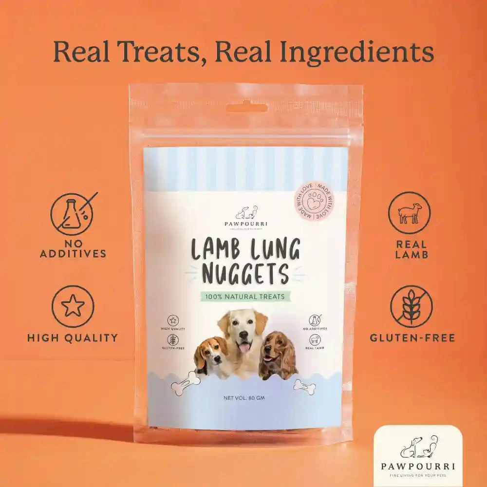 Pawpourri 100% Natural Lamb Lung Nuggets Dog Treat
