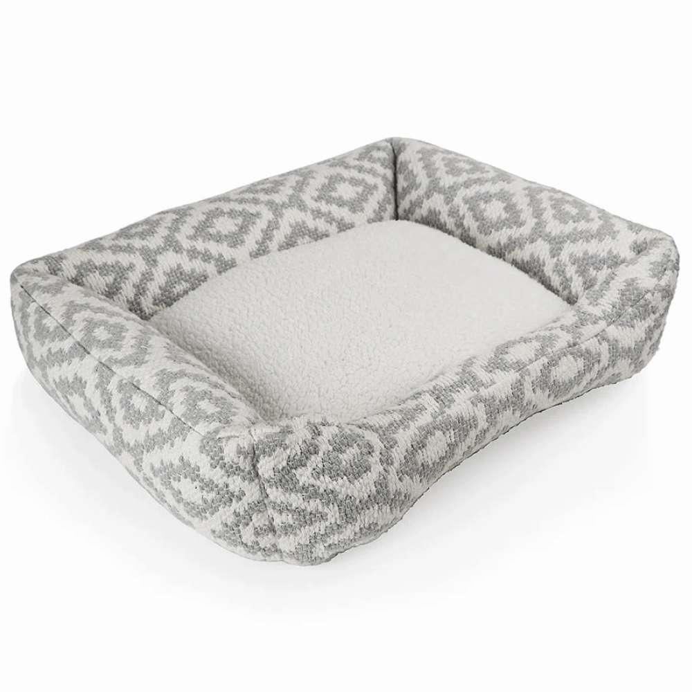 Pawpourri Aztec Lounger Bed for Dogs (Grey/White)