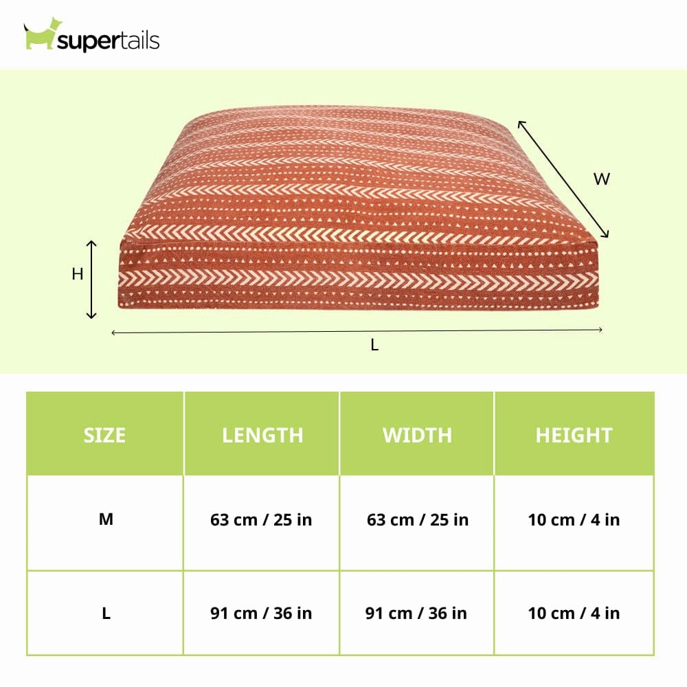 Pawpourri Bohemian Striped Square Bed for Dogs (Rust)