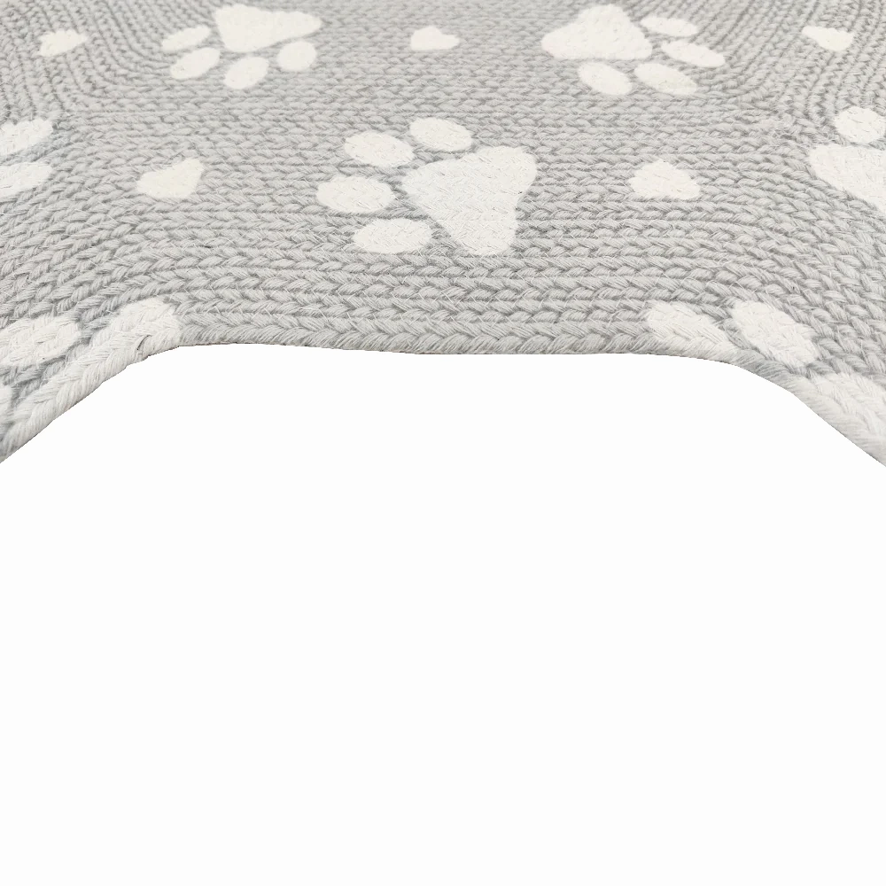 Pawpourri Bone Shaped Paw Printed Mat for Dogs and Cats (Light Grey)