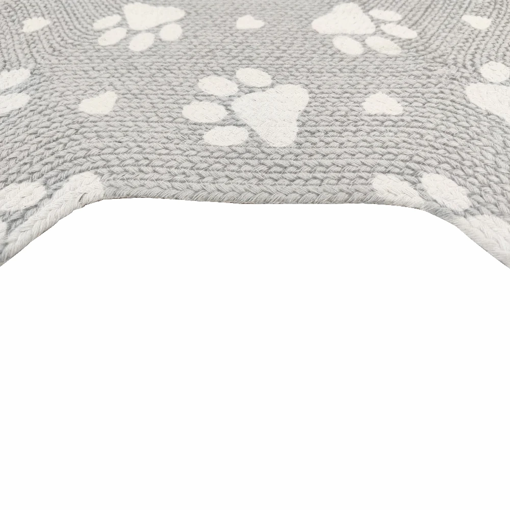 Pawpourri Bone Shaped Paw Printed Mat for Dogs and Cats (Light Grey)