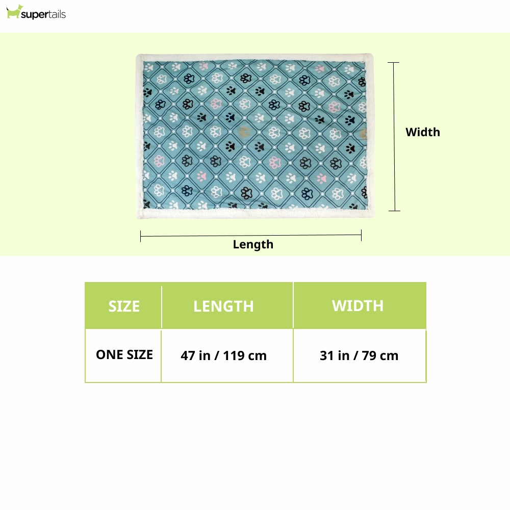 Pawpourri Printed Paw Blanket for Dogs and Cats (Teal)