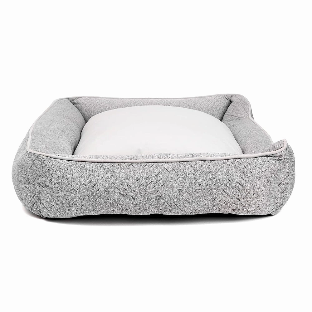 Pawpourri Ultra Soft Bolster Chevron Cuddler Bed for Dogs and Cats (Grey)