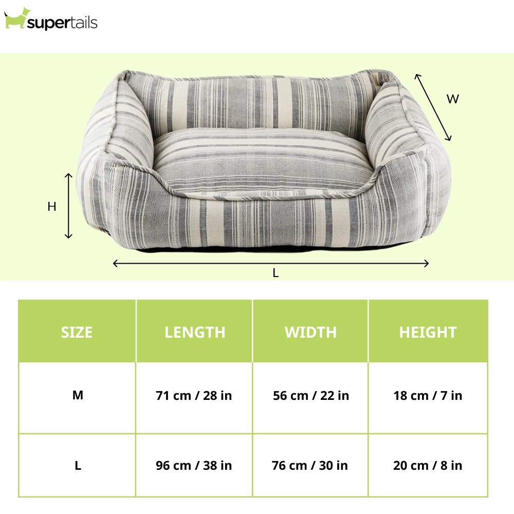 Pawpourri Ultra Soft Bolster Yarn Dyed Cuddler Bed for Dogs and Cats (Grey)