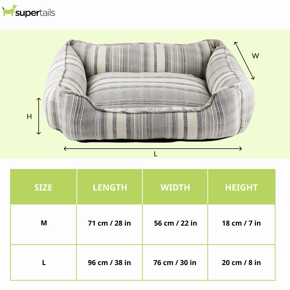 Pawpourri Ultra Soft Bolster Yarn Dyed Cuddler Bed for Dogs and Cats (Grey)