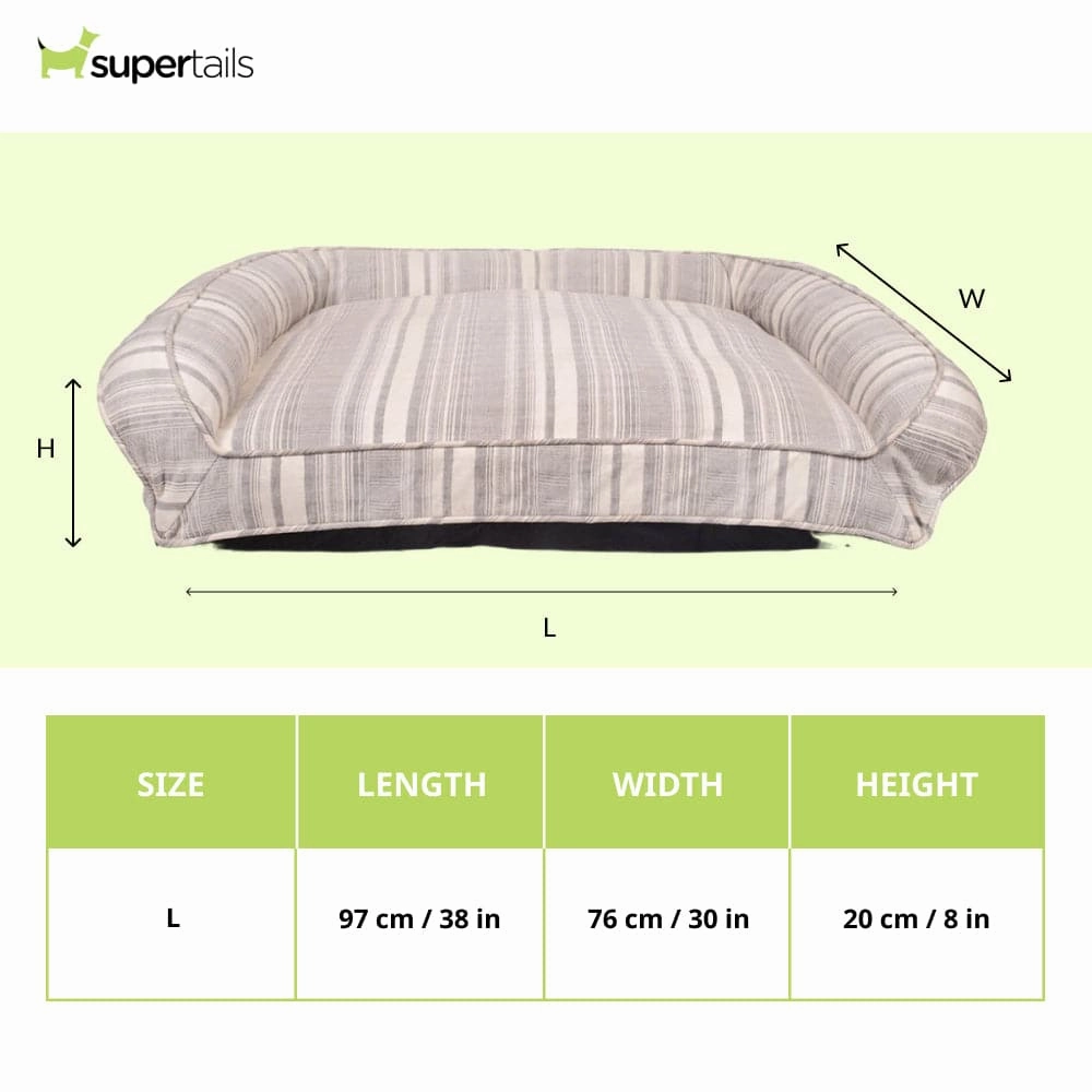 Pawpourri Vintage Sofa Striped Bed for Dogs and Cats (Grey)