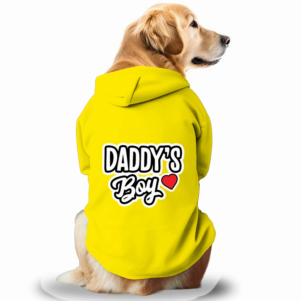 Pawsindia Daddy's Boy Hoodie for Dogs (Yellow)