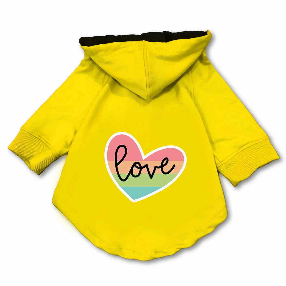 Pawsindia Love Hoodie for Dogs (Yellow)