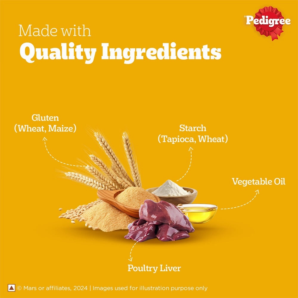 Pedigree Chicken & Liver, Grilled Liver and Roasted Lamb Flavour Tasty Jerky Dog Treat Combo