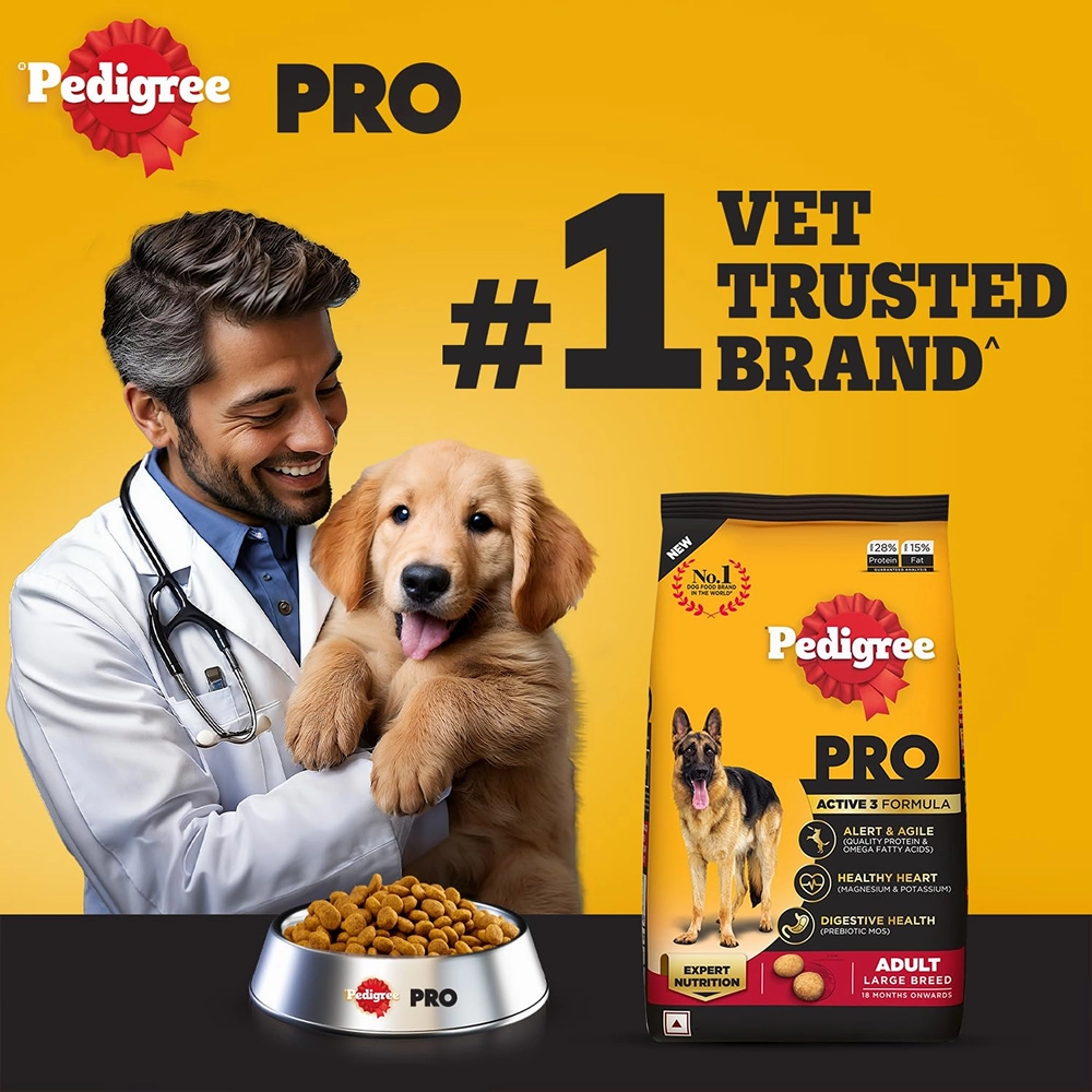 Pedigree PRO Active Adult Large Breed Dry Food, Pedigree Chicken Liver Gravy Dogs Wet Food Combo