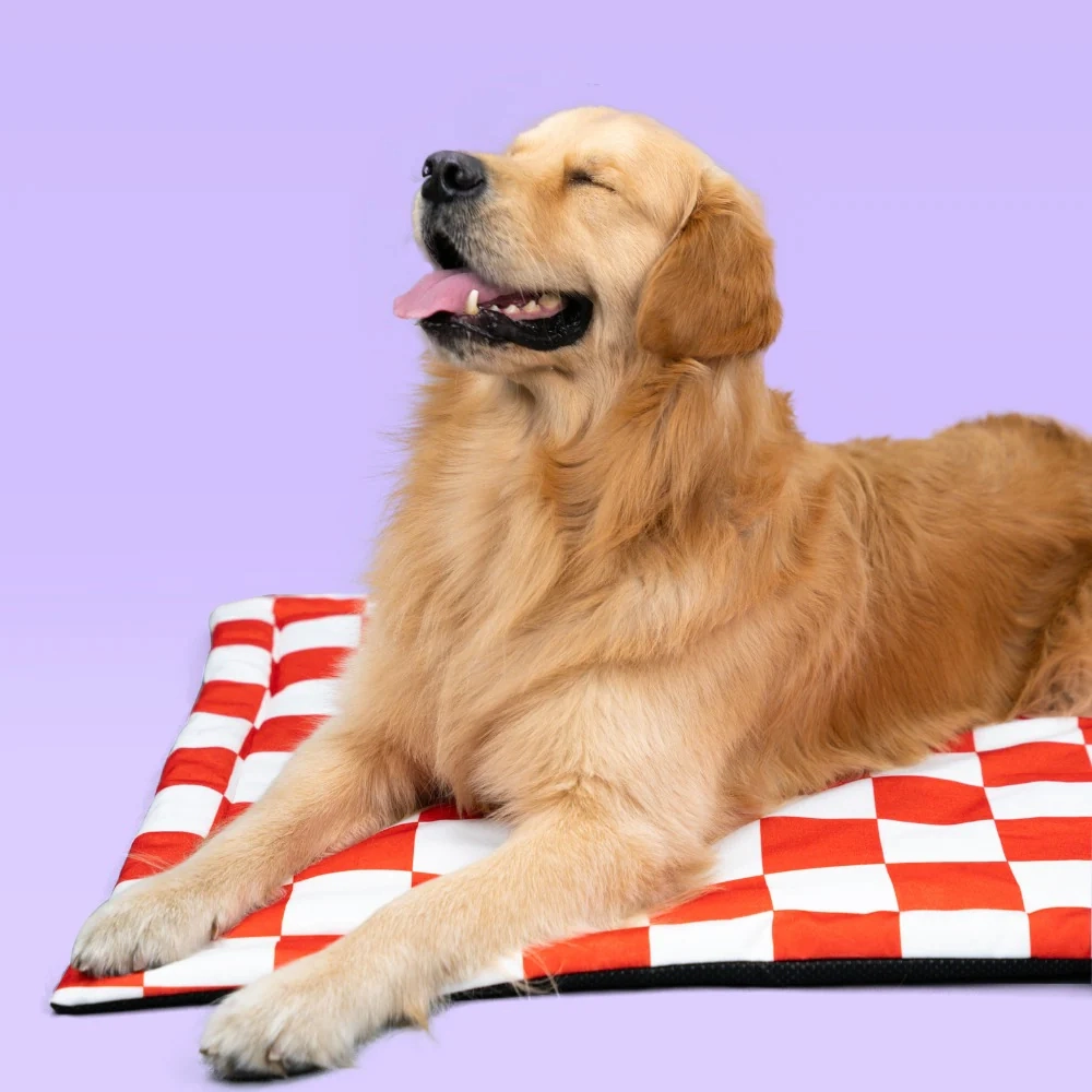 Pet Set Go Cozy Checks Mat for Dogs and Cats (Red)