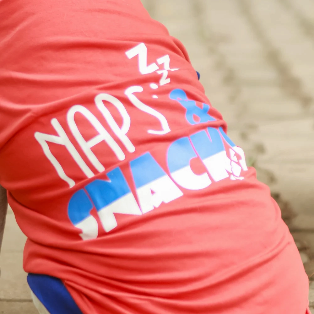 Pet Set Go Naps & Snacks T Shirt for Dogs (Red)