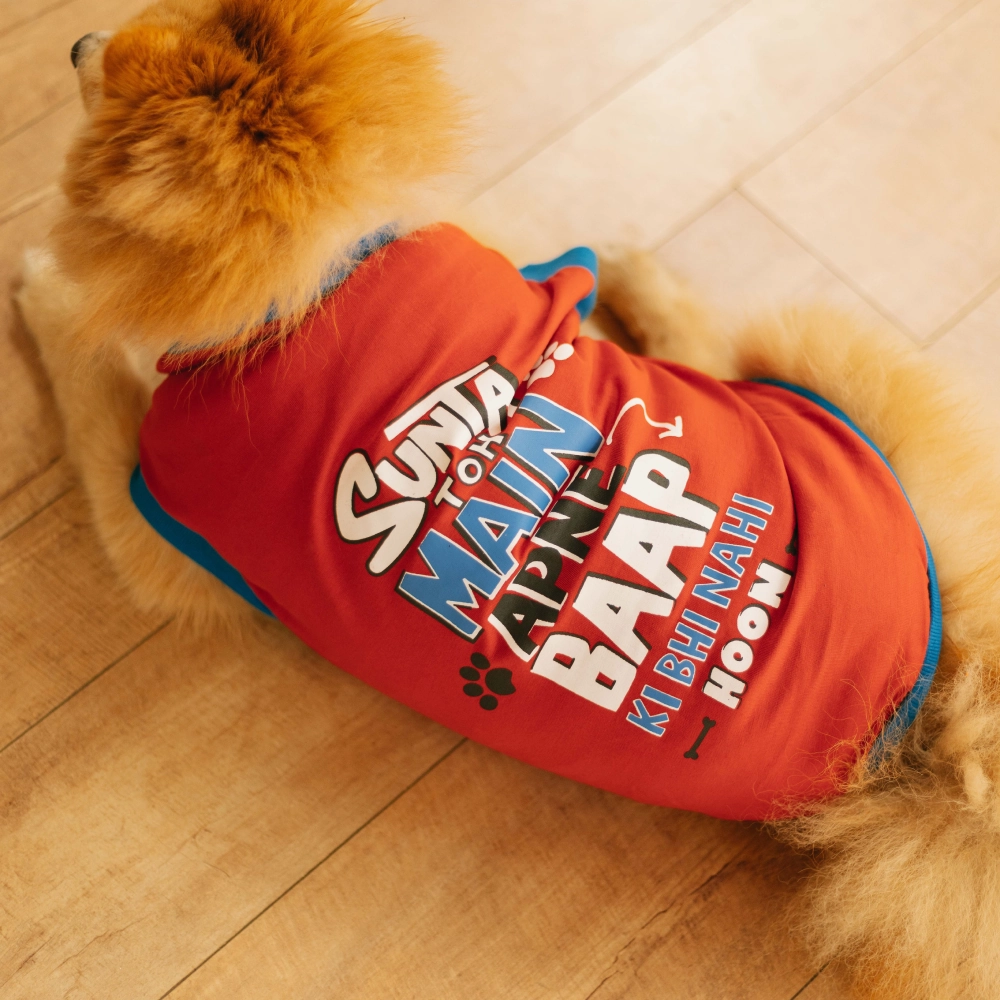 Pet Set Go Sunta Toh Mein Baap Ki Nahi T-shirt (Red)