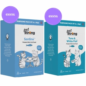 PetStrong Sardine & Tuna and White Fish in Gravy Cat Wet Food Combo